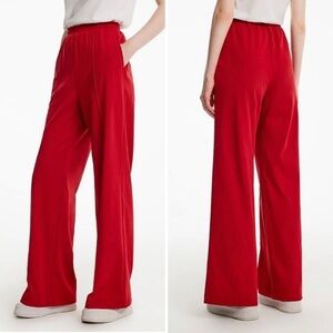 GOELIA High-Waisted Knitted Wide Leg Pull On Pants in Red size Medium (US 6)